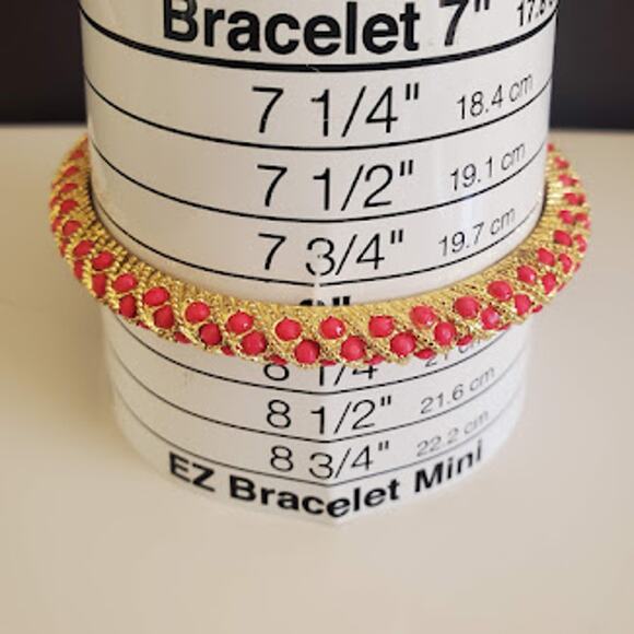 Lilly‎ Pulitzer Woven Gold Plated Bangle Bracelet with Coral Accent Stones - Picture 5 of 5